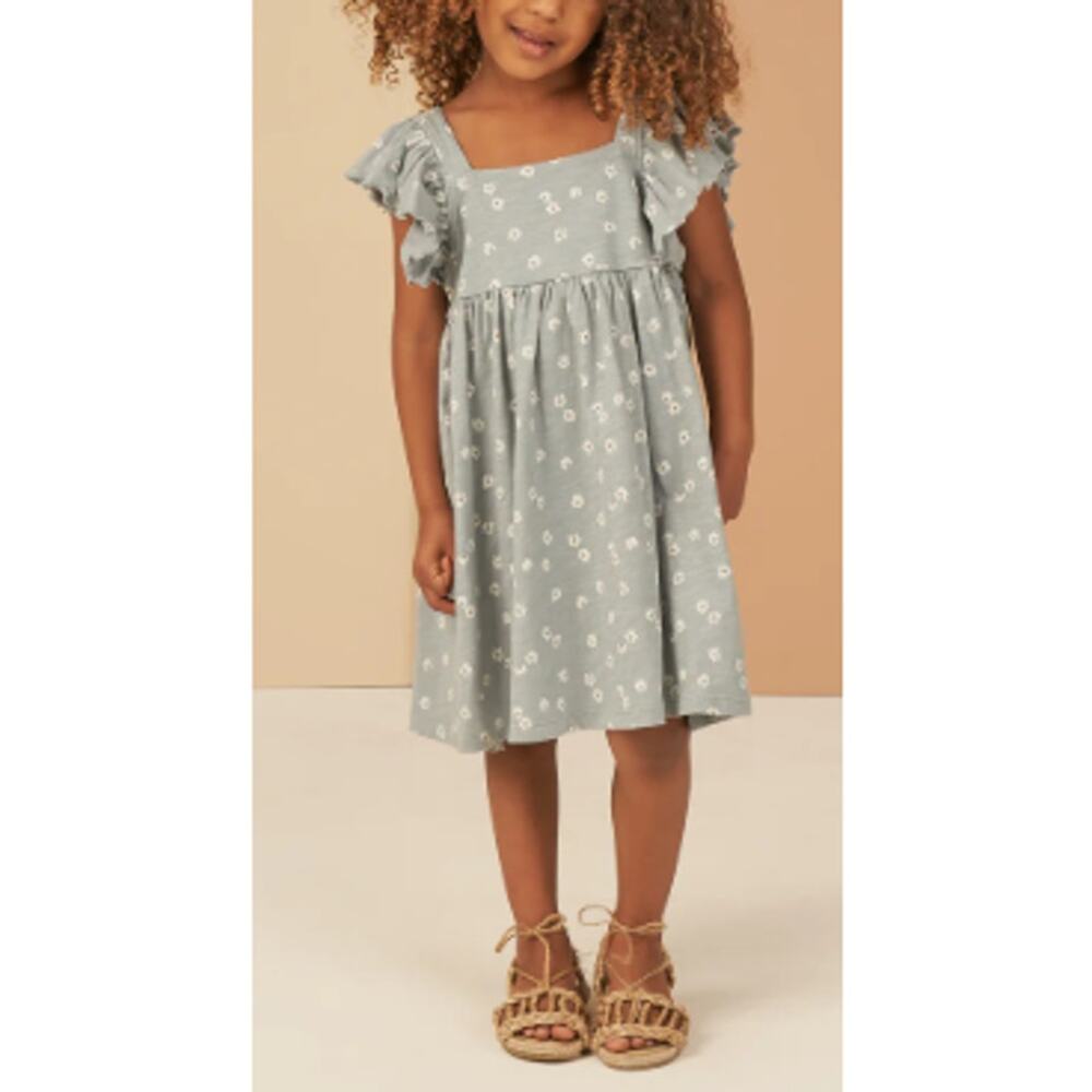 Rylee + Cru Girls Gray Blue Daisy Floral Mariposa Dress Size 2-3 Y